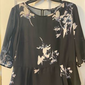 French Connection Floral Black Peplum Top